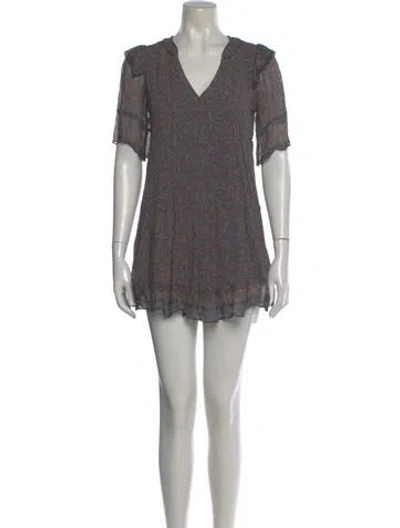 Pre-owned Ba&sh Printed Mini Dress In Blue