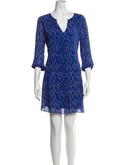 Pre-owned Ba&sh Printed Mini Dress In Blue
