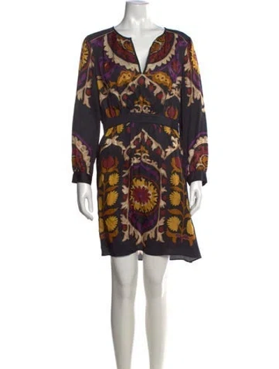 Pre-owned Ba&sh Printed Mini Dress In Blue