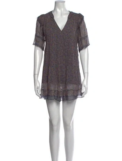 Pre-owned Ba&sh Printed Mini Dress In Blue