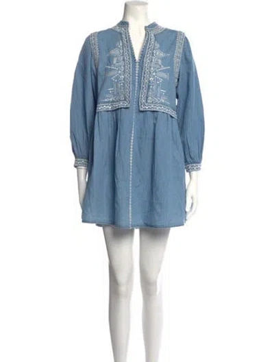 Pre-owned Ba&sh Printed Mini Dress In Blue