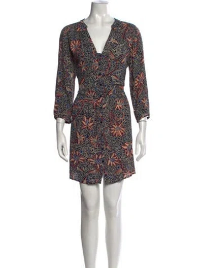 Pre-owned Ba&sh Printed Mini Dress In Blue