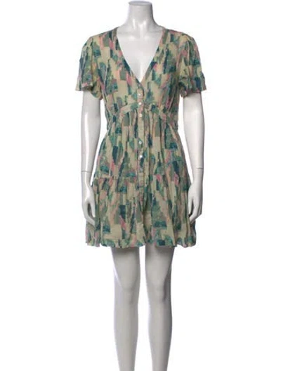 Pre-owned Ba&sh Printed Mini Dress In Blue/green