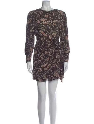 Pre-owned Ba&sh Printed Mini Dress In Brown