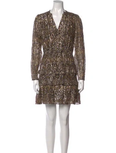 Pre-owned Ba&sh Printed Mini Dress In Brown
