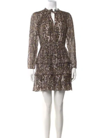 Pre-owned Ba&sh Printed Mini Dress In Brown/metallic