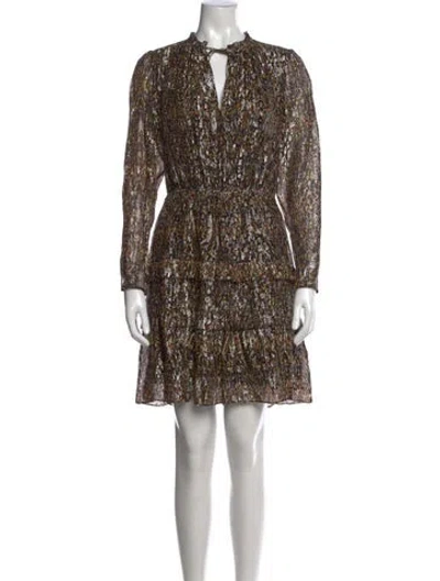 Pre-owned Ba&sh Printed Mini Dress In Brown/metallic