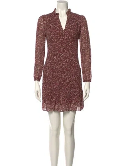 Pre-owned Ba&sh Printed Mini Dress In Burgundy