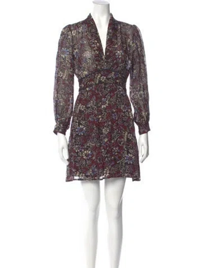 Pre-owned Ba&sh Printed Mini Dress In Burgundy
