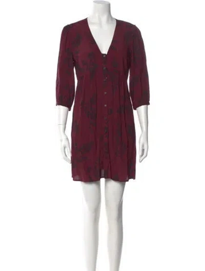 Pre-owned Ba&sh Printed Mini Dress In Burgundy