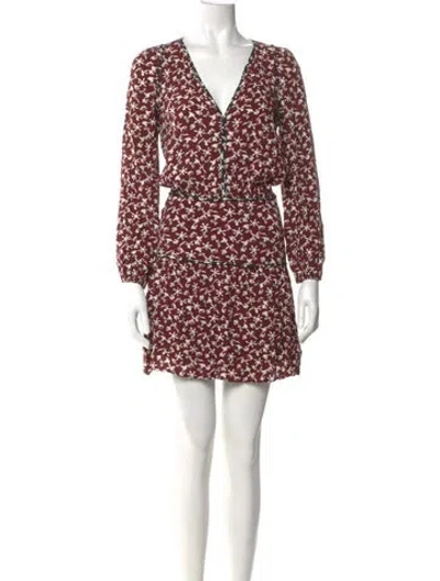 Pre-owned Ba&sh Printed Mini Dress In Burgundy