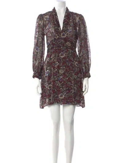 Pre-owned Ba&sh Printed Mini Dress In Burgundy