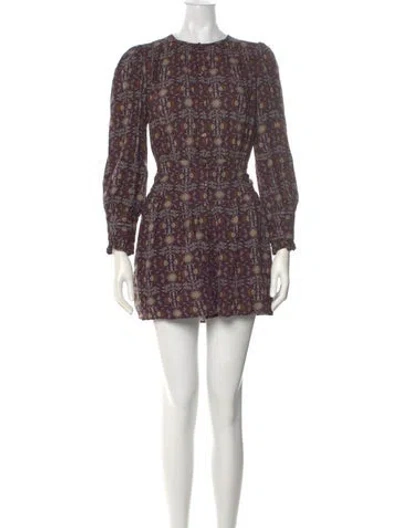 Pre-owned Ba&sh Printed Mini Dress In Burgundy