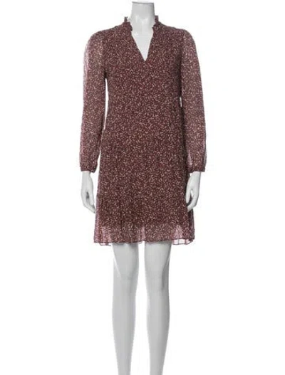 Pre-owned Ba&sh Printed Mini Dress In Burgundy