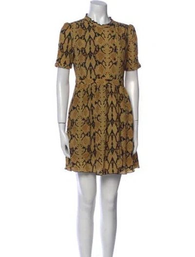 Pre-owned Ba&sh Printed Mini Dress In Gold