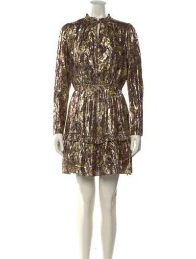 Pre-owned Ba&sh Printed Mini Dress In Gold