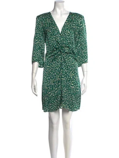 Pre-owned Ba&sh Printed Mini Dress In Green