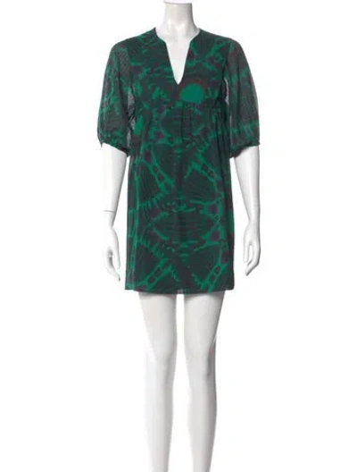 Pre-owned Ba&sh Printed Mini Dress In Green
