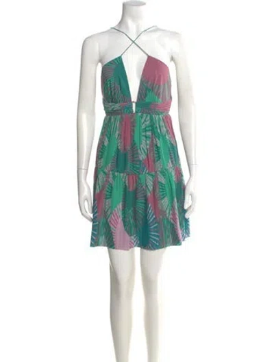 Pre-owned Ba&sh Printed Mini Dress In Green