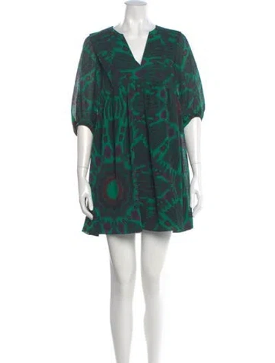 Pre-owned Ba&sh Printed Mini Dress In Green