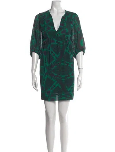 Pre-owned Ba&sh Printed Mini Dress In Green