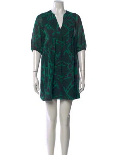 Pre-owned Ba&sh Printed Mini Dress In Green