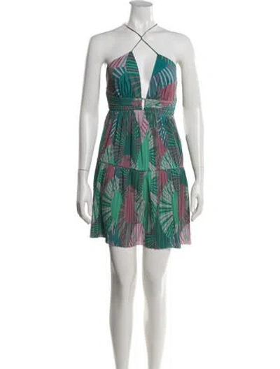 Pre-owned Ba&sh Printed Mini Dress In Green