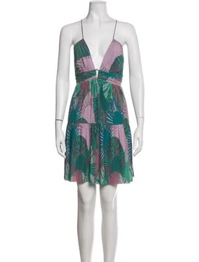 Pre-owned Ba&sh Printed Mini Dress In Green