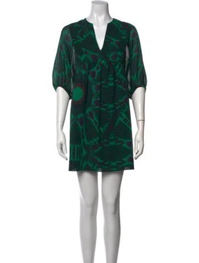 Pre-owned Ba&sh Printed Mini Dress In Green