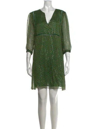 Pre-owned Ba&sh Printed Mini Dress In Green/metallic