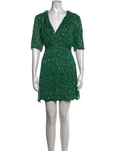Pre-owned Ba&sh Printed Mini Dress In Green/metallic