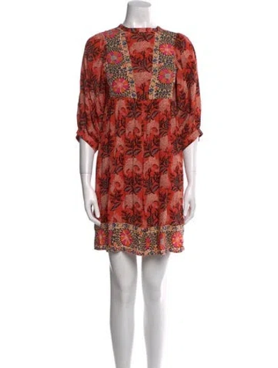 Pre-owned Ba&sh Printed Mini Dress In Orange