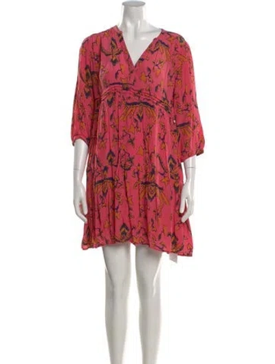 Pre-owned Ba&sh Printed Mini Dress In Pink