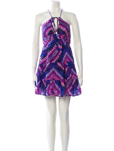 Pre-owned Ba&sh Printed Mini Dress In Purple
