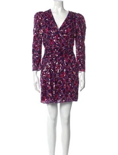 Pre-owned Ba&sh Printed Mini Dress In Purple