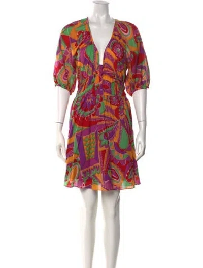 Pre-owned Ba&sh Printed Mini Dress In Red