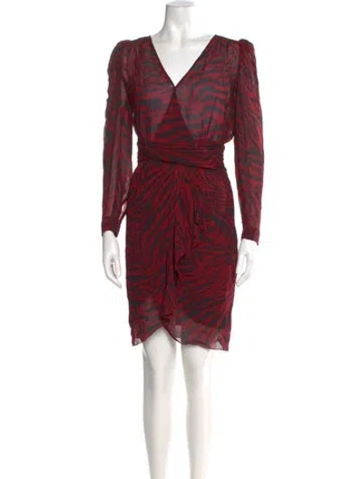 Pre-owned Ba&sh Printed Mini Dress In Red