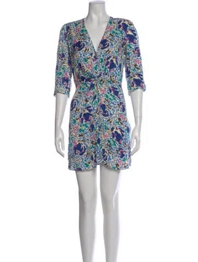 Pre-owned Ba&sh Printed Mini Dress W/ Tags In Blue