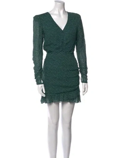 Pre-owned Ba&sh Printed Mini Dress W/ Tags In Green