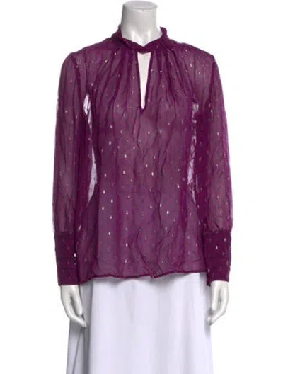 Pre-owned Ba&sh Printed Mock Neck Blouse