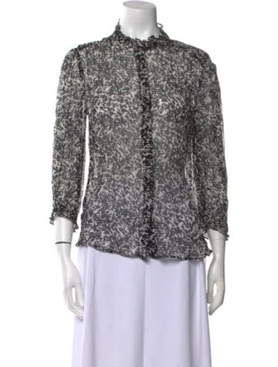 Pre-owned Ba&sh Printed Mock Neck Blouse In Multi