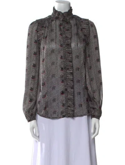 Pre-owned Ba&sh Printed Mock Neck Blouse In Multi