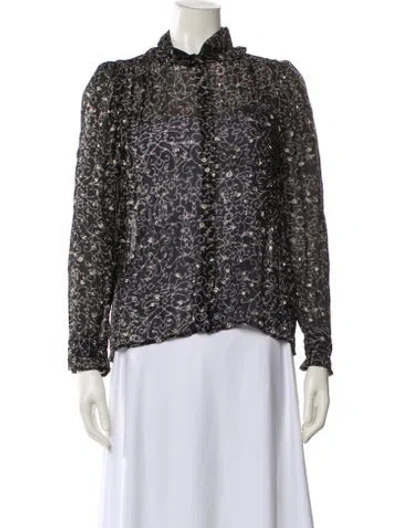 Pre-owned Ba&sh Printed Mock Neck Blouse In Multi