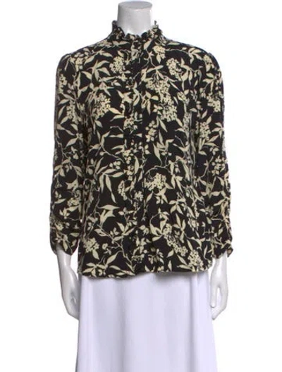 Pre-owned Ba&sh Printed Mock Neck Blouse In Neutral