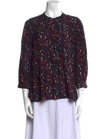 Pre-owned Ba&sh Printed Mock Neck Blouse In Neutral