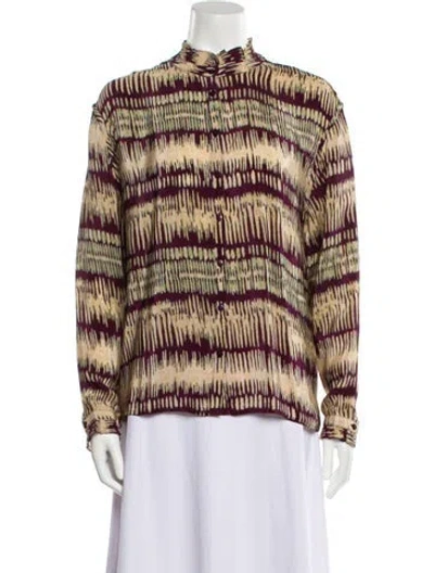 Pre-owned Ba&sh Printed Mock Neck Blouse W/ Tags In Neutral