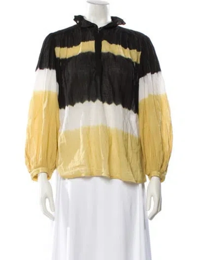 Pre-owned Ba&sh Printed Mock Neck Blouse In Yellow