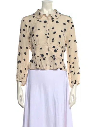 Pre-owned Ba&sh Printed Mock Neck Crop Top In Neutral