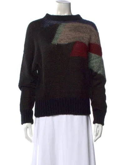 Pre-owned Ba&sh Printed Mock Neck Sweater In Black