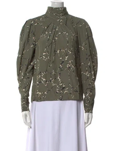 Pre-owned Ba&sh Printed Mock Neck Sweatshirt In Green